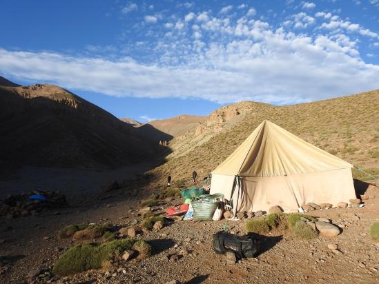 Au camp d'Oulilimt Oufella (camp de base pour la traversée du M'Goun)